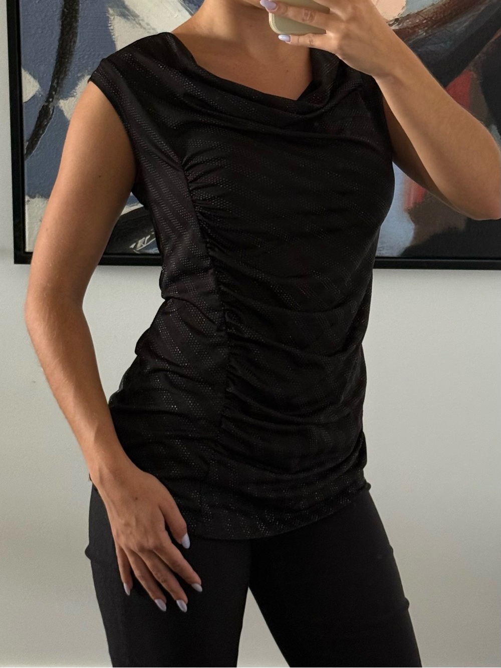 Draped black top